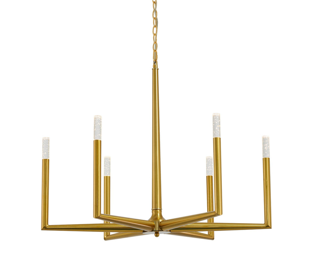 Bethel International Canada - Six Light Chandelier - Satin Brass- Union Lighting Luminaires Decor