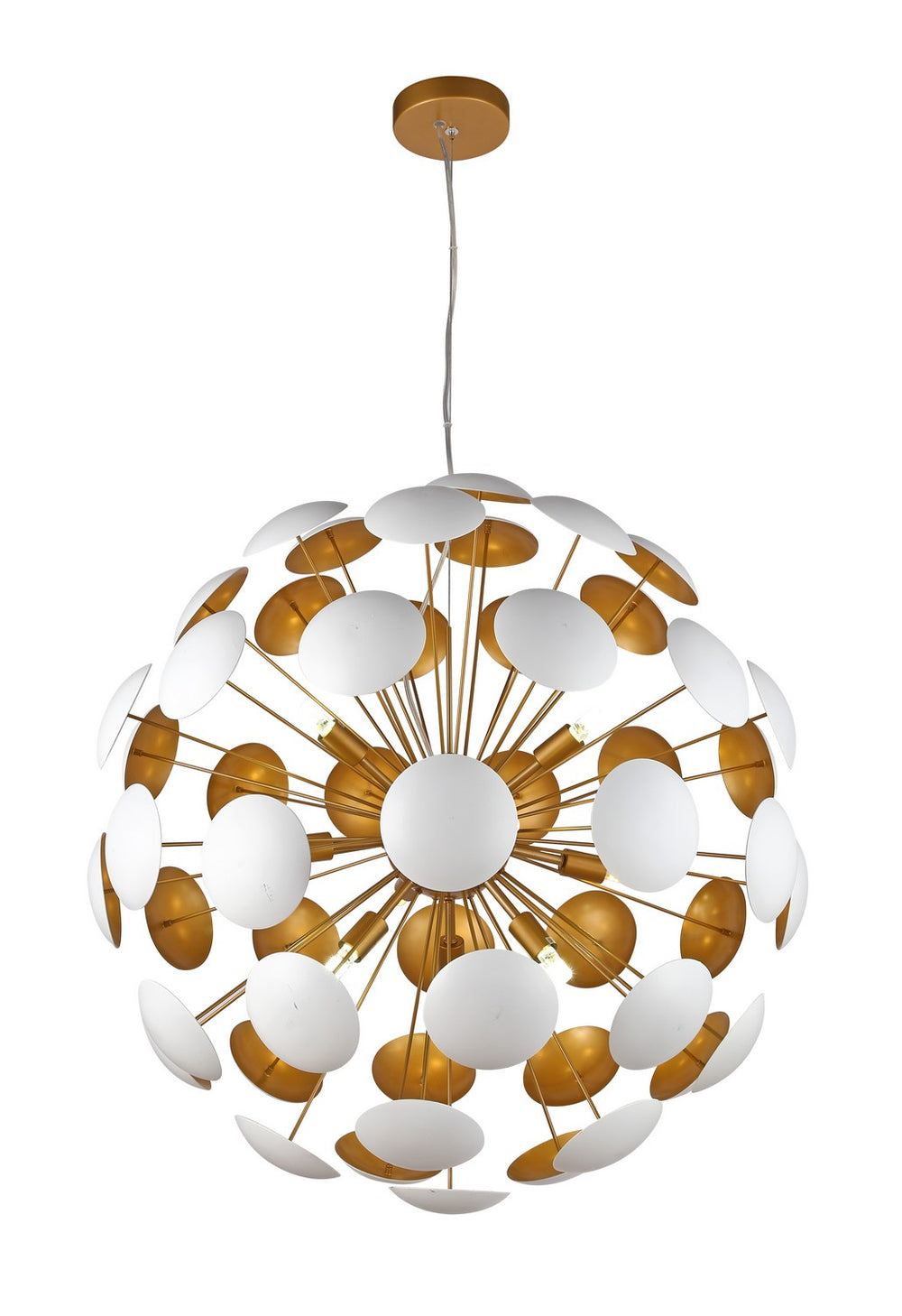 Bethel International Canada - Ten Light Chandelier - Brass & White- Union Lighting Luminaires Decor