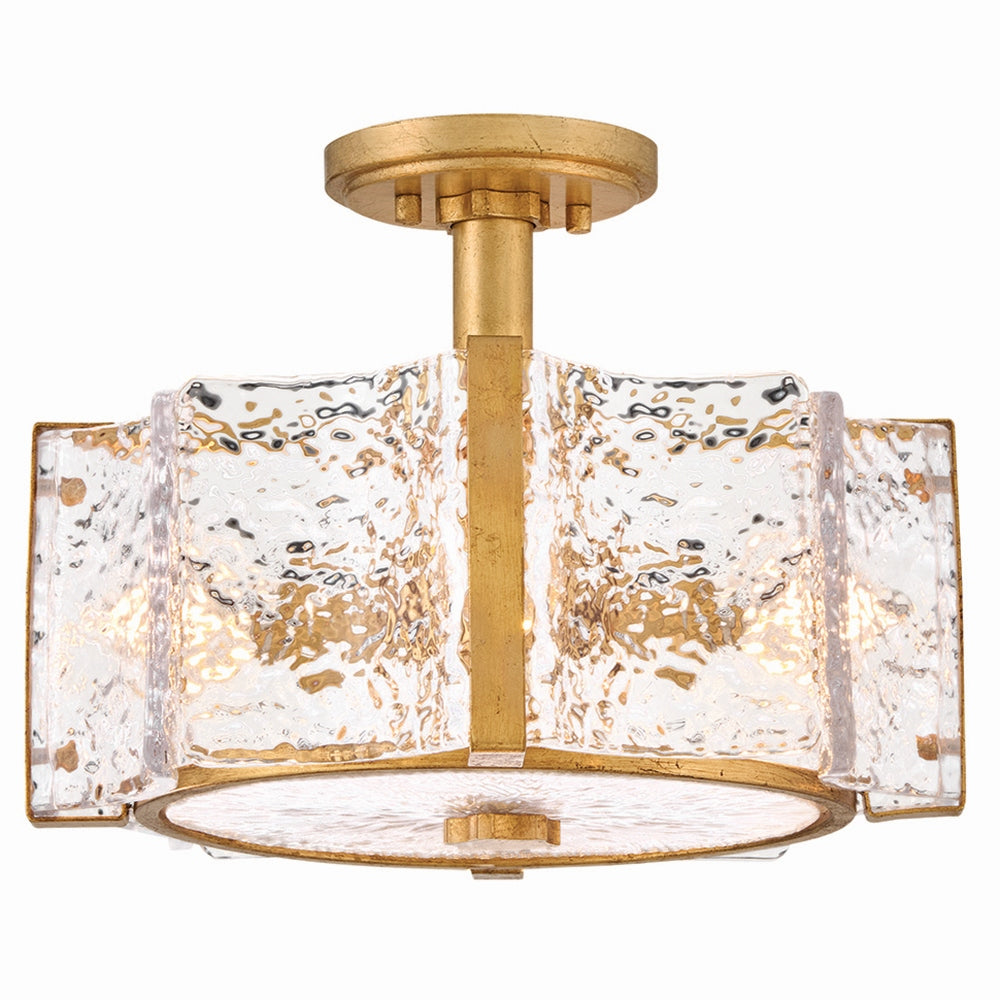 Fredrick Ramond Canada - LED Semi-Flush Mount - Florian - Distressed Brass- Union Lighting Luminaires Decor