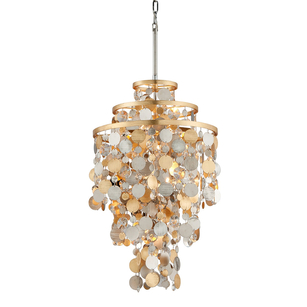 Corbett Lighting Canada - Five Light Chandelier - Ambrosia - Silver & Gold Leaf & Stainless- Union Lighting Luminaires Decor