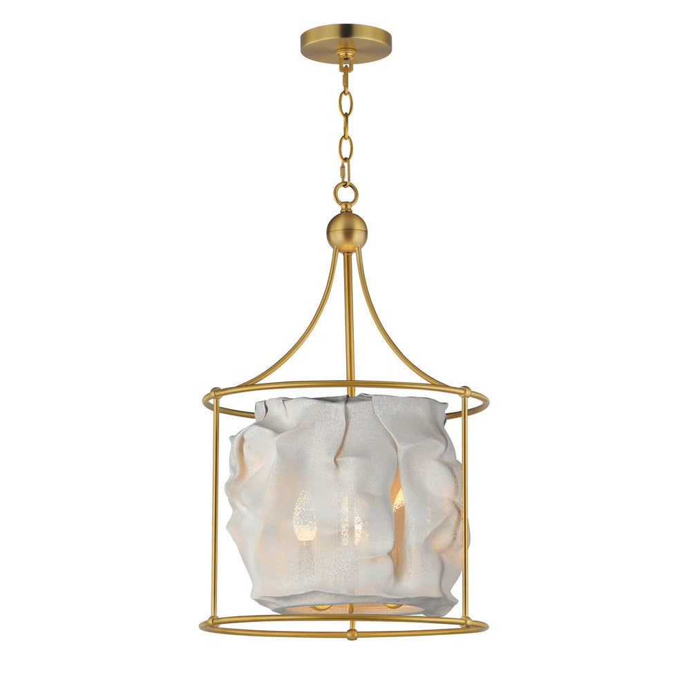 Studio M - Three Light Pendant - Shroud - Natural Aged Brass- Union Lighting Luminaires Decor