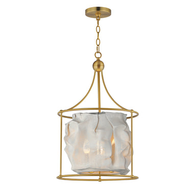 Studio M - Three Light Pendant - Shroud - Natural Aged Brass- Union Lighting Luminaires Decor