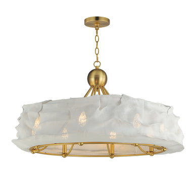 Studio M - Eight Light Chandelier - Shroud - Natural Aged Brass- Union Lighting Luminaires Decor