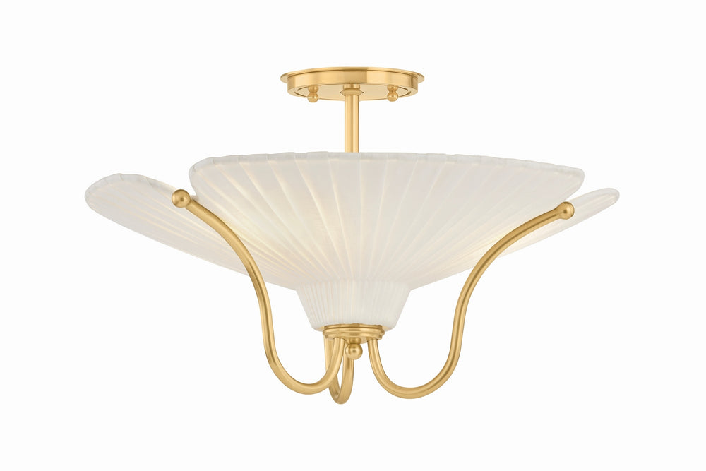 Hudson Valley Canada - Three Light Semi Flush Mount - Gerhard - Aged Brass- Union Lighting Luminaires Decor