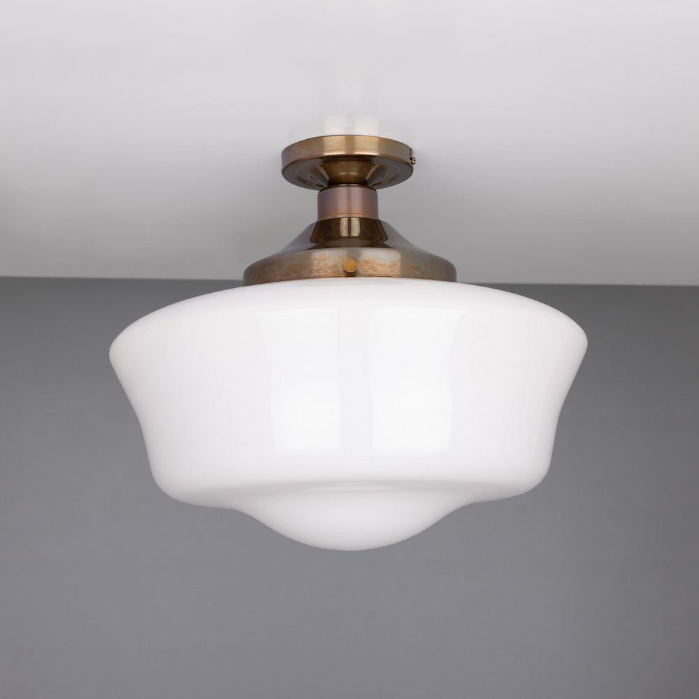Mullan Lighting - One Light Flush Mount - Schoolhouse - Antique Brass- Union Lighting Luminaires Decor