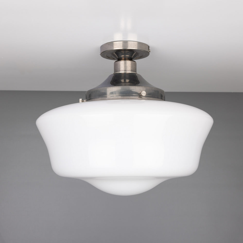 Mullan Lighting - One Light Flush Mount - Schoolhouse - Antique Silver- Union Lighting Luminaires Decor