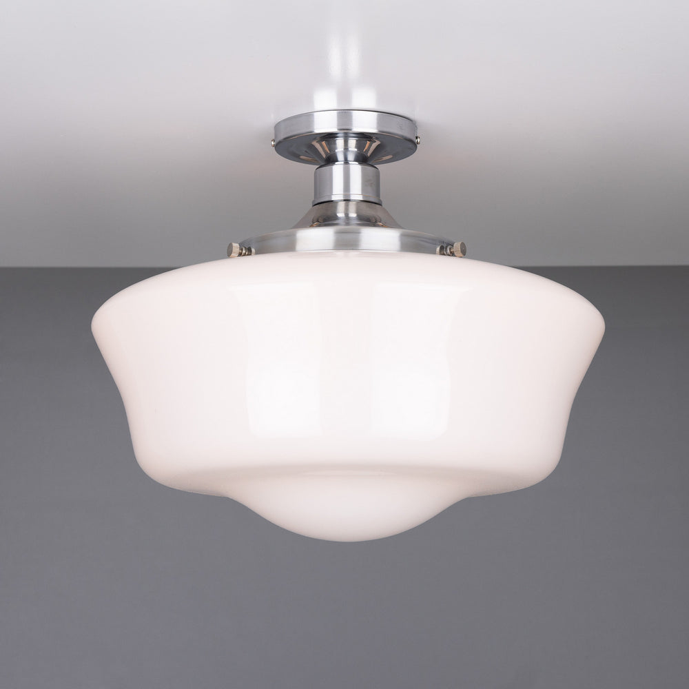Mullan Lighting - One Light Flush Mount - Schoolhouse - Polished Chrome- Union Lighting Luminaires Decor