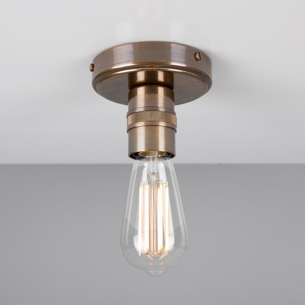 Mullan Lighting - One Light Flush Mount - Devon - Antique Brass- Union Lighting Luminaires Decor