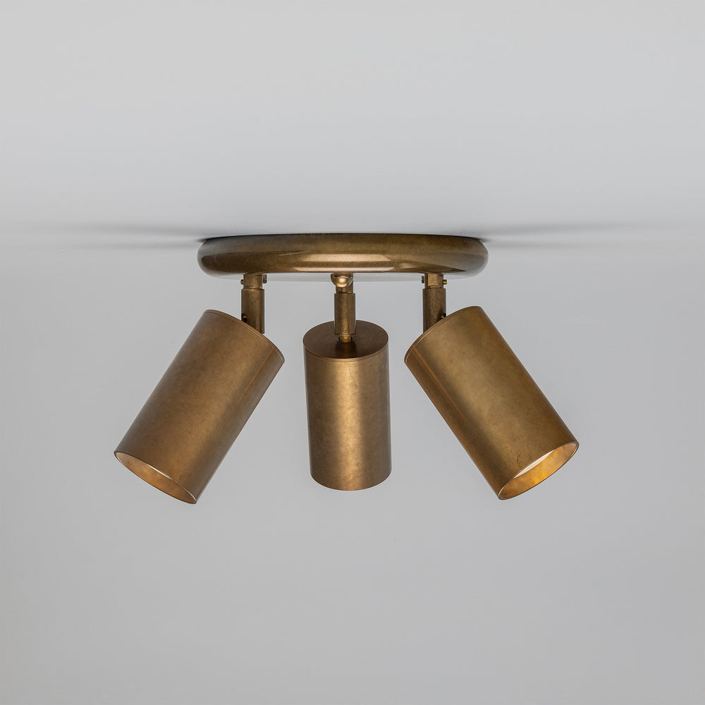 Mullan Lighting - Three Light Flush Mount - Evanston - Antique Brass- Union Lighting Luminaires Decor