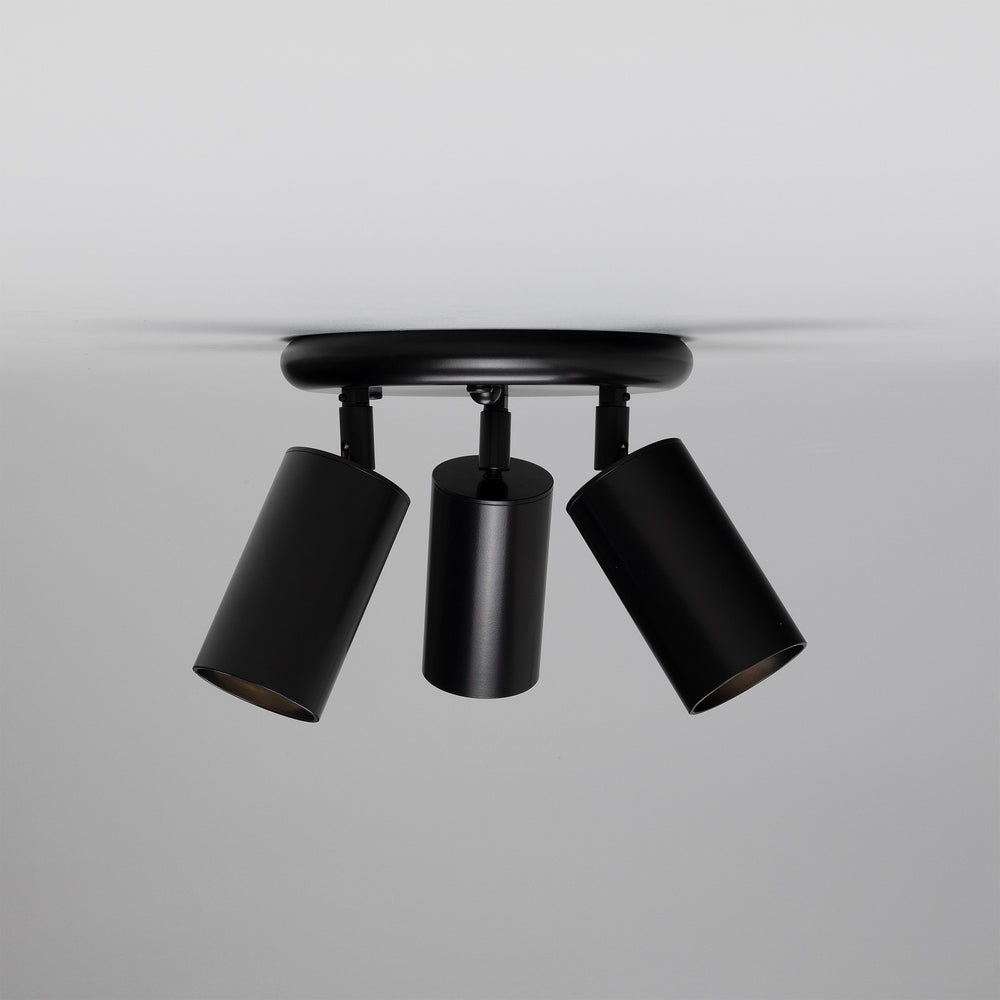 Mullan Lighting - Three Light Flush Mount - Evanston - Powder-Coated Matte Black- Union Lighting Luminaires Decor