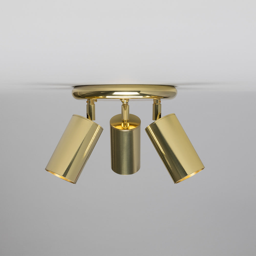 Mullan Lighting - Three Light Flush Mount - Evanston - Polished Brass- Union Lighting Luminaires Decor
