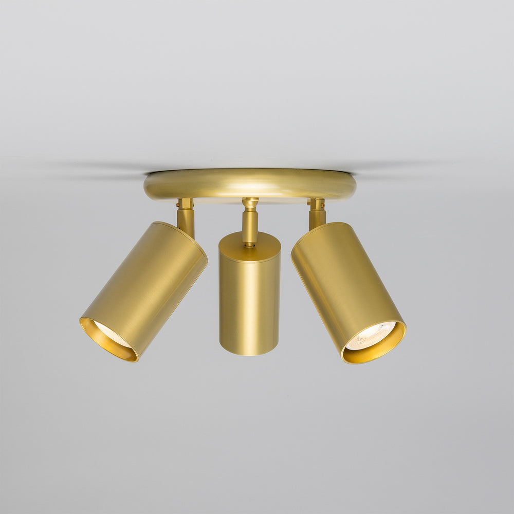 Mullan Lighting - Three Light Flush Mount - Evanston - Satin Brass- Union Lighting Luminaires Decor