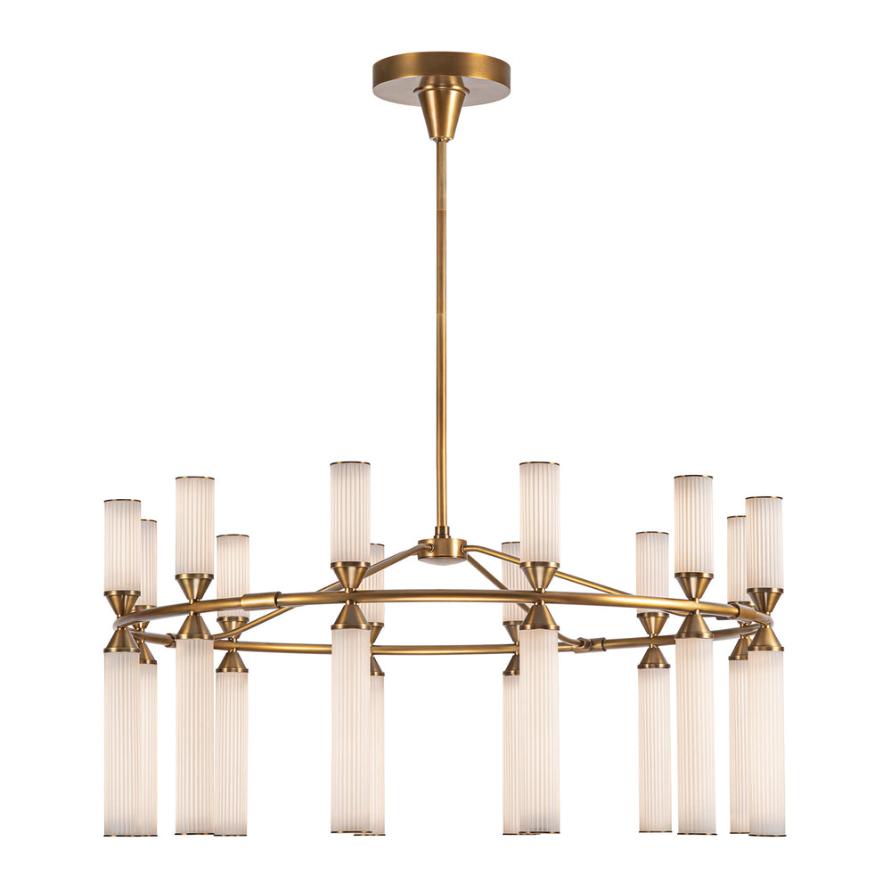 Alora Canada - LED Chandelier - Edwin - Vintage Brass/Frosted Ribbed Glass- Union Lighting Luminaires Decor