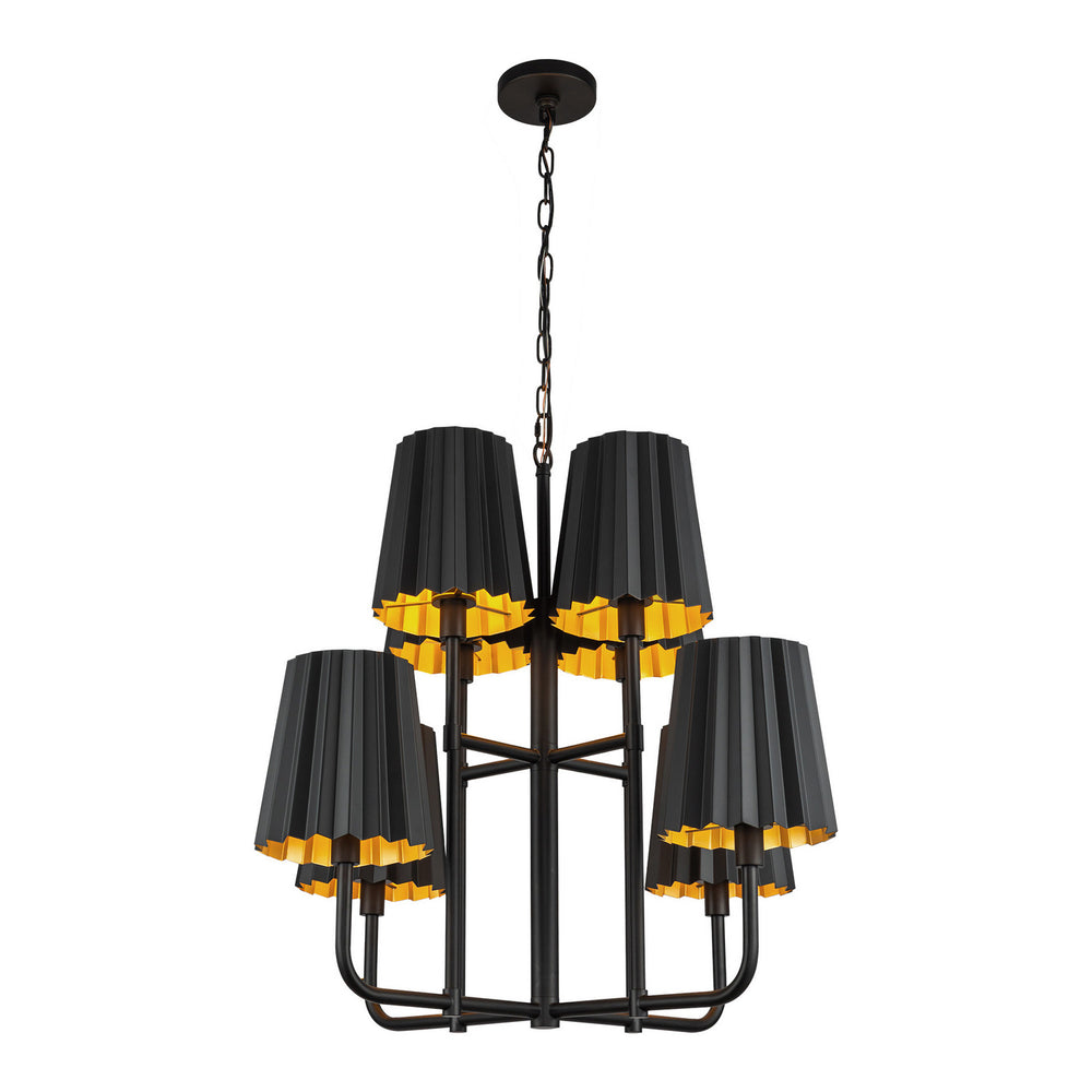 Alora Canada - Eight Light Chandelier - Plisse - Matte Black- Union Lighting Luminaires Decor