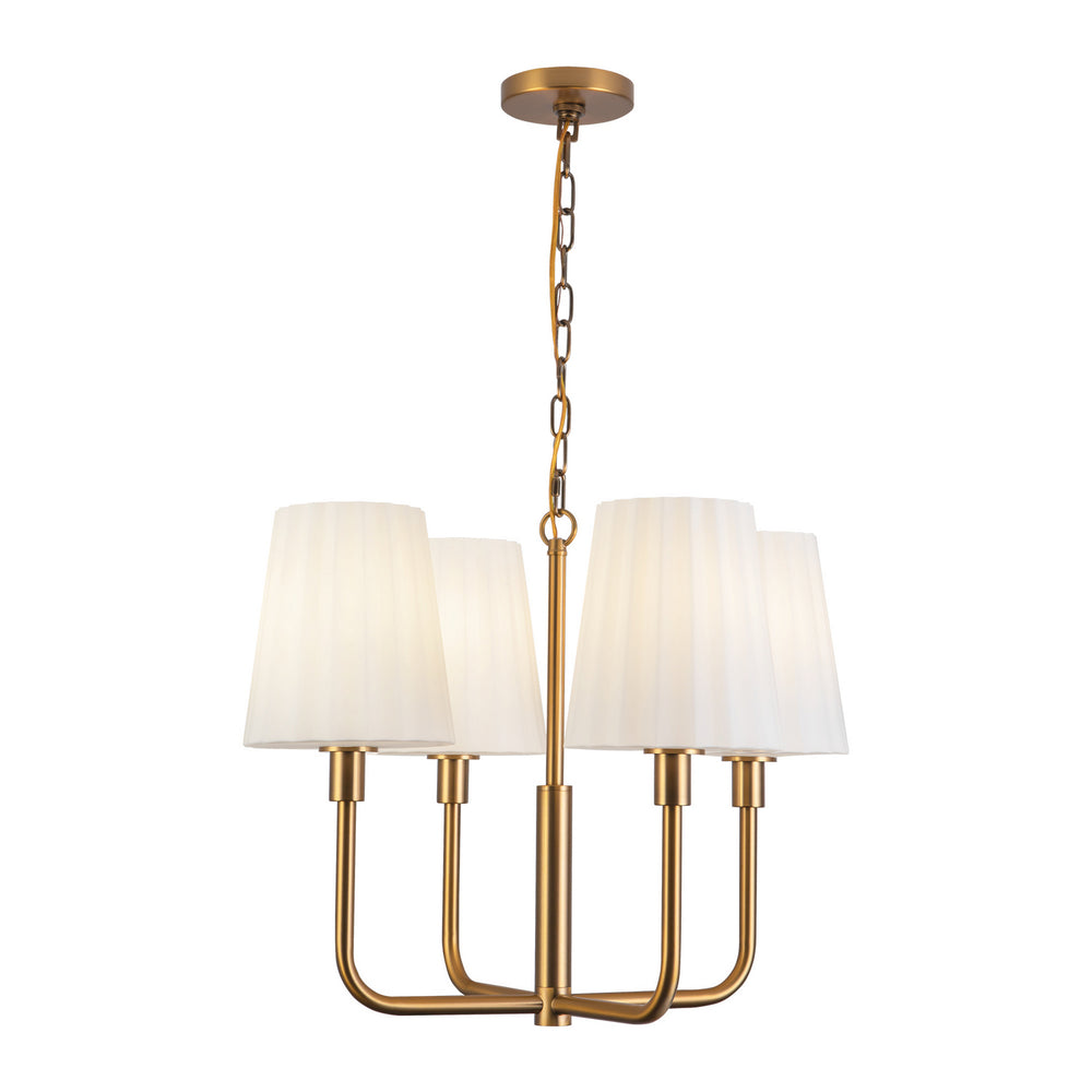 Alora Canada - Four Light Chandelier - Plisse - Aged Gold/Opal Matte Glass- Union Lighting Luminaires Decor