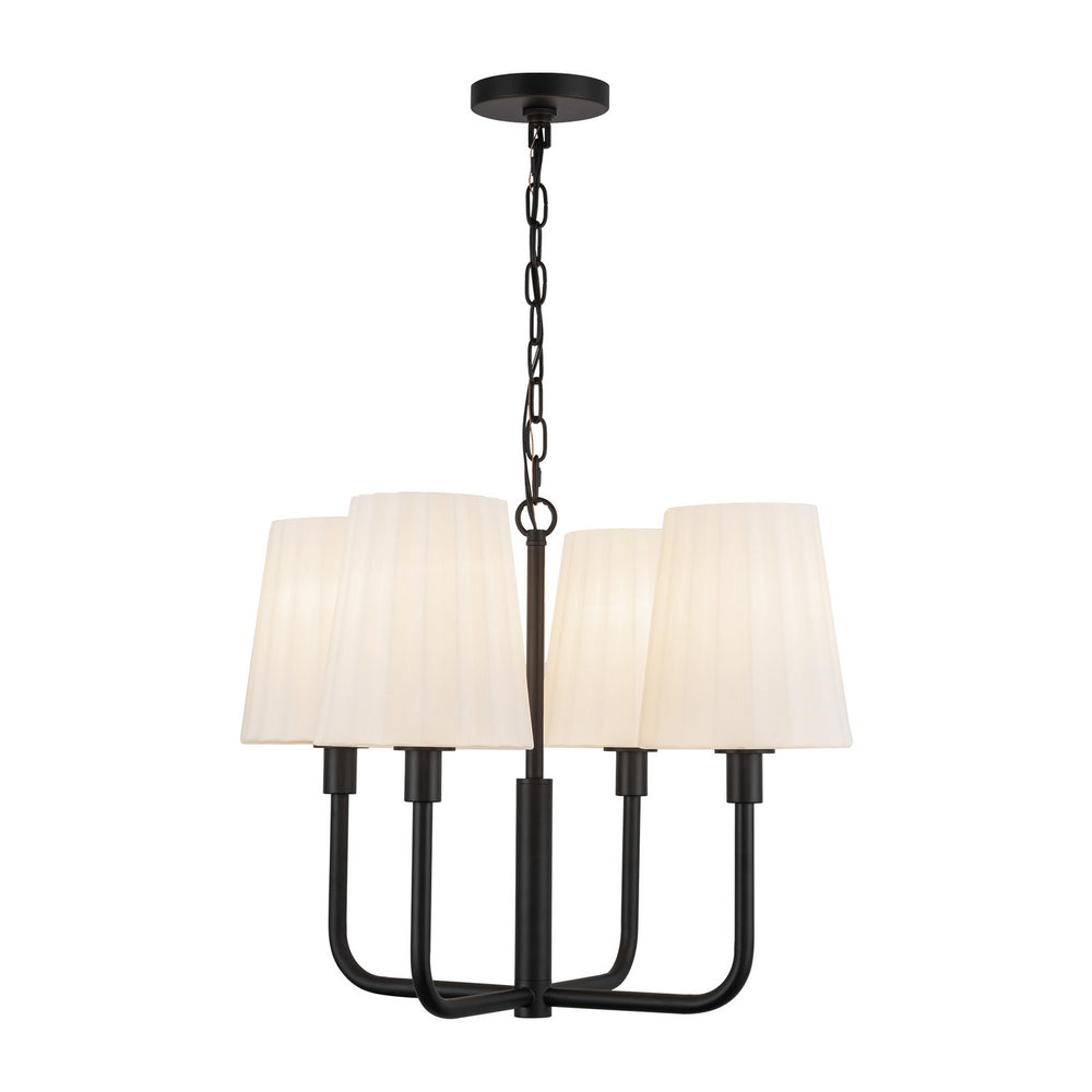 Alora Canada - Four Light Chandelier - Plisse - Matte Black/Opal Matte Glass- Union Lighting Luminaires Decor