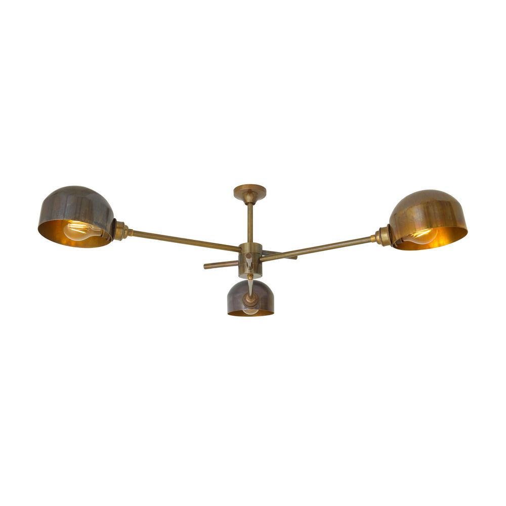 Mullan Lighting - Three Light Flush Chandelier - San - Antique Brass- Union Lighting Luminaires Decor