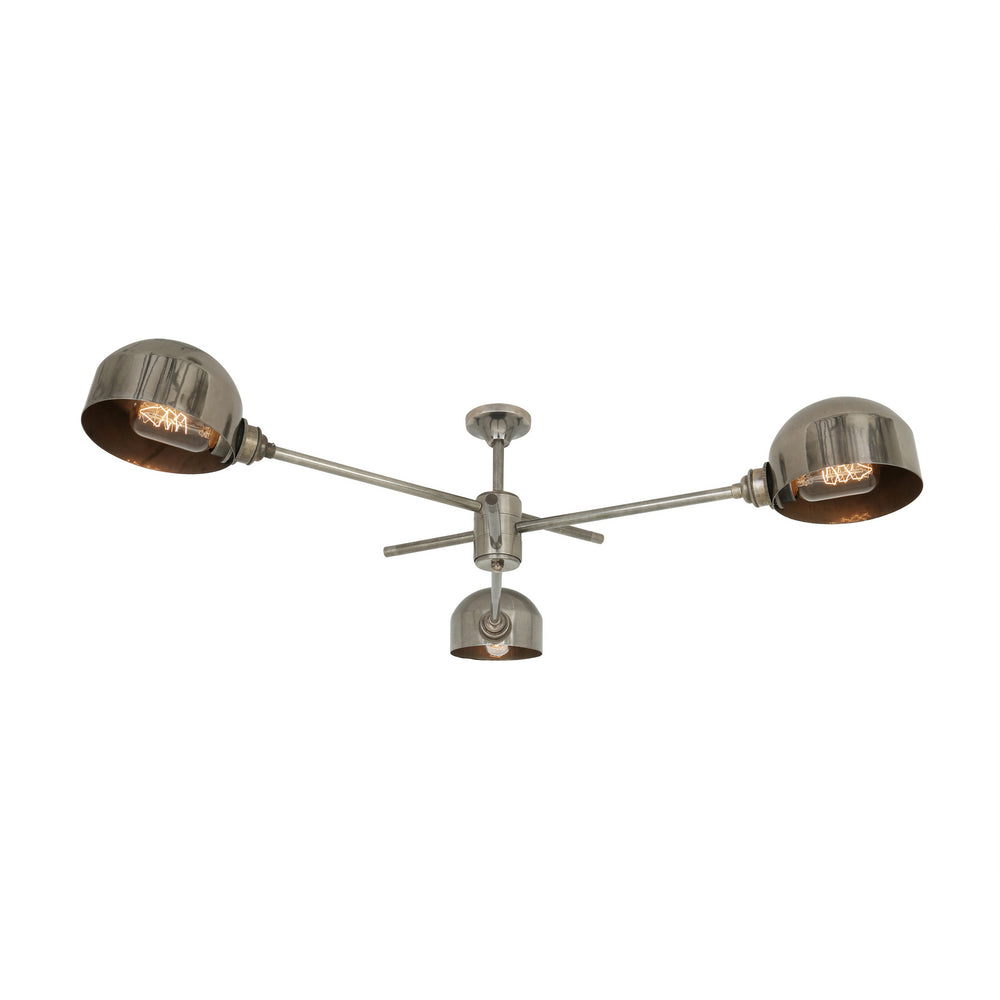 Mullan Lighting - Three Light Flush Chandelier - San - Antique Silver- Union Lighting Luminaires Decor