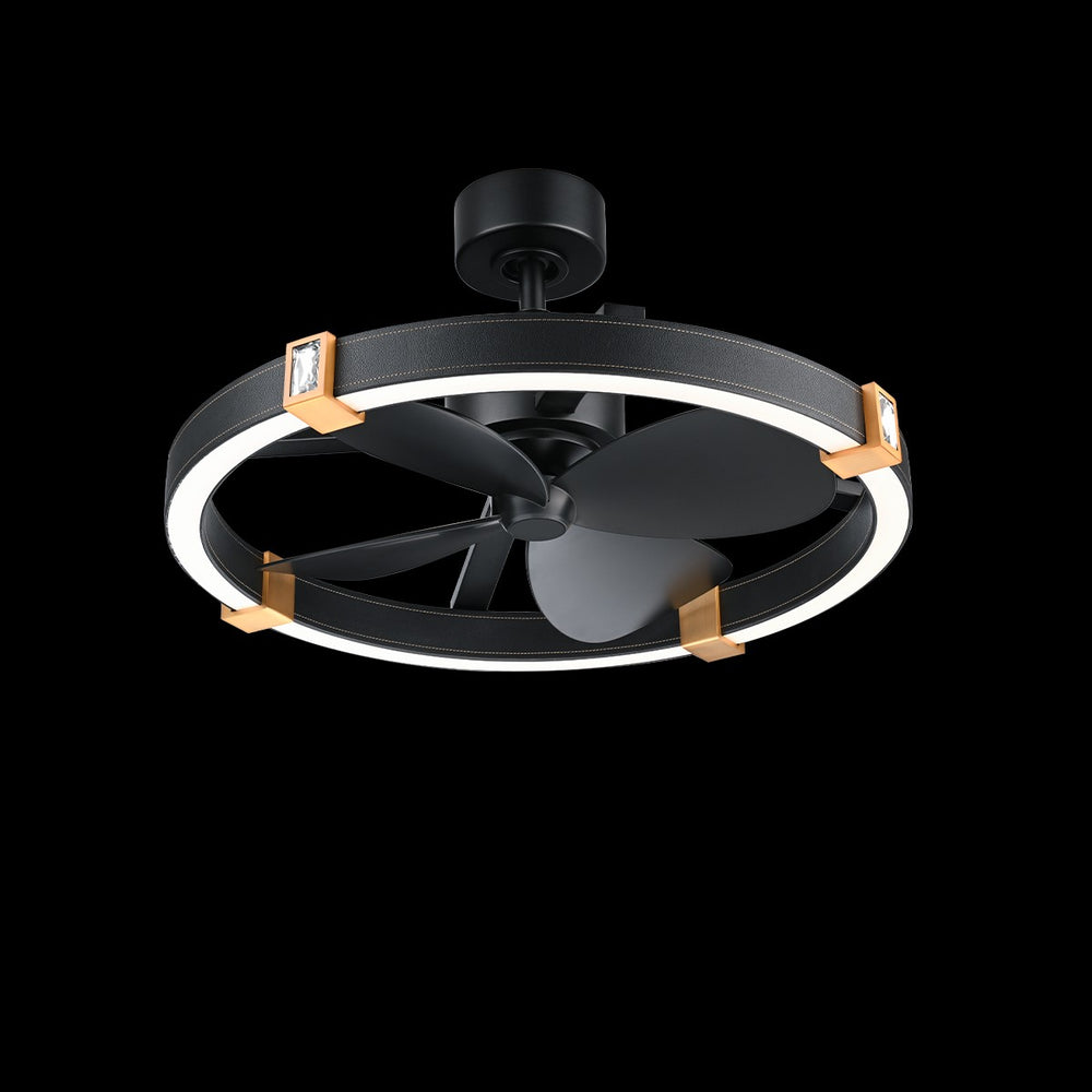 Schonbek Beyond - LED Fandelier - Atomic - Black Leather - Aged Brass- Union Lighting Luminaires Decor