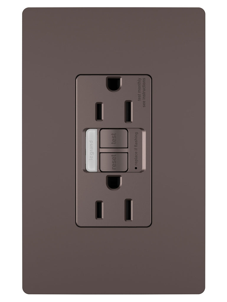 Legrand Canada - Tamper-Resistant 15A Duplex Self-Test GFCI Receptacles with SafeLock Protection and Night Light - Dark Bronze- Union Lighting Luminaires Decor