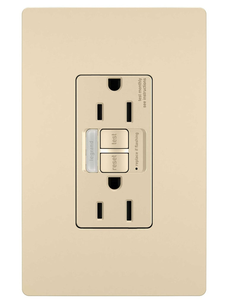 Legrand Canada - Tamper-Resistant 15A Duplex Self-Test GFCI Receptacles with SafeLock Protection and Night Light - Ivory- Union Lighting Luminaires Decor
