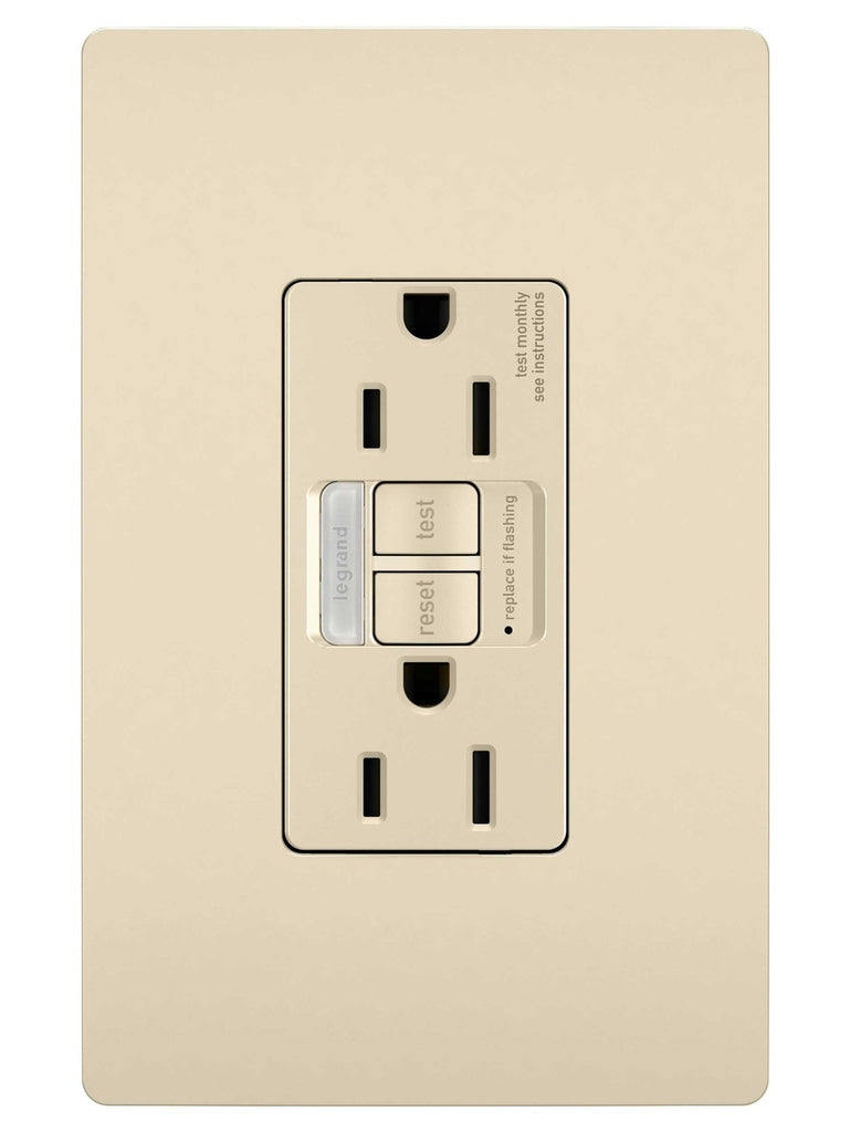 Legrand Canada - Tamper-Resistant 15A Duplex Self-Test GFCI Receptacles with SafeLock Protection and Night Light - Light Almond- Union Lighting Luminaires Decor