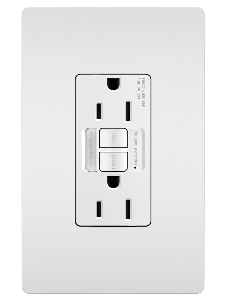 Legrand Canada - Tamper-Resistant 15A Duplex Self-Test GFCI Receptacles with SafeLock Protection and Night Light - White- Union Lighting Luminaires Decor