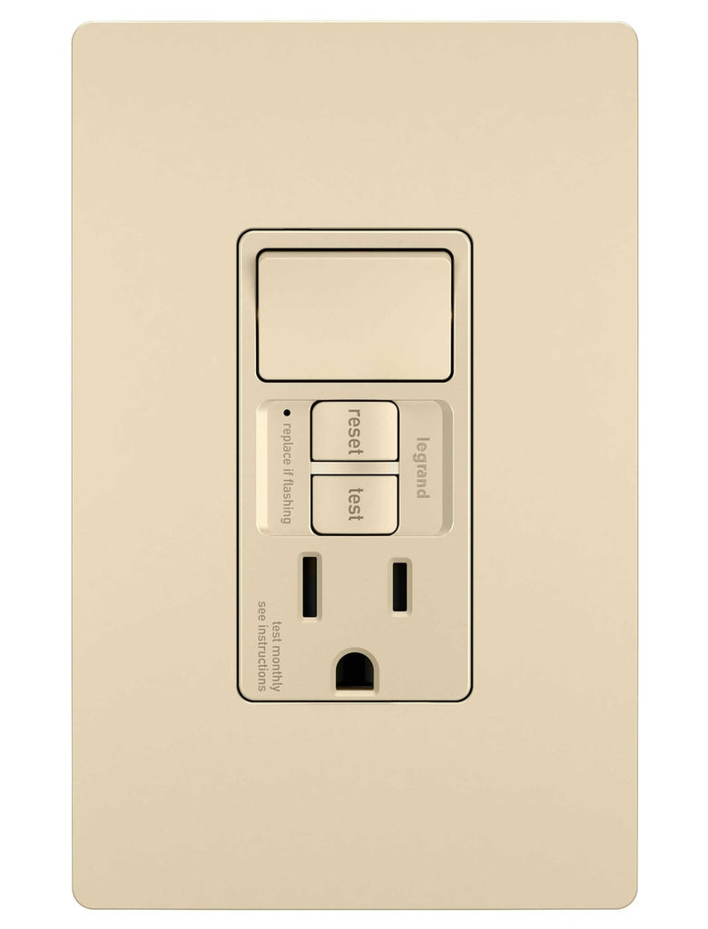 Legrand Canada - Combination Single Pole Switch and Tamper-Reistant 15A Duplex Self-Test GFCI Receptacles w SafeLock - Ivory- Union Lighting Luminaires Decor