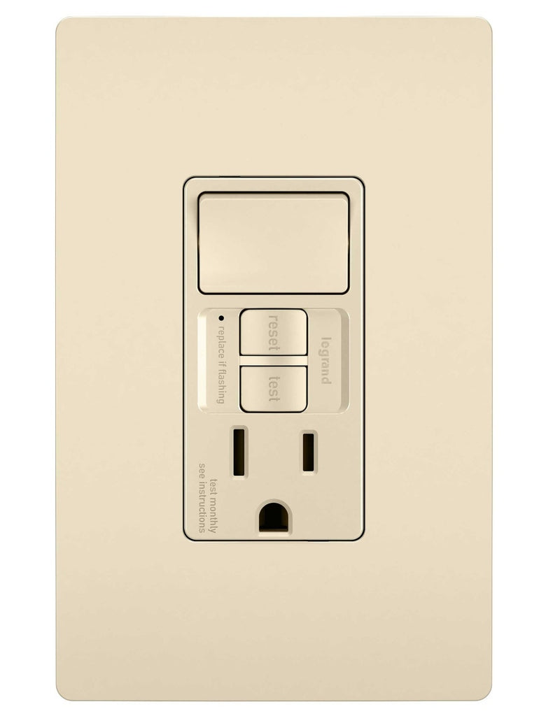 Legrand Canada - Combination Single Pole Switch and Tamper-Reistant 15A Duplex Self-Test GFCI Receptacles w SafeLock - Light Almond- Union Lighting Luminaires Decor