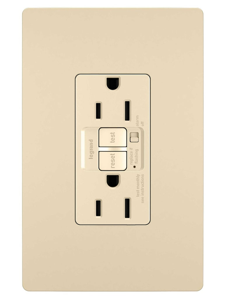 Legrand Canada - Tamper-Resistant 15A Duplex Self-Test GFCI Receptacles with Audible Alarm and SafeLock Protection - Ivory- Union Lighting Luminaires Decor