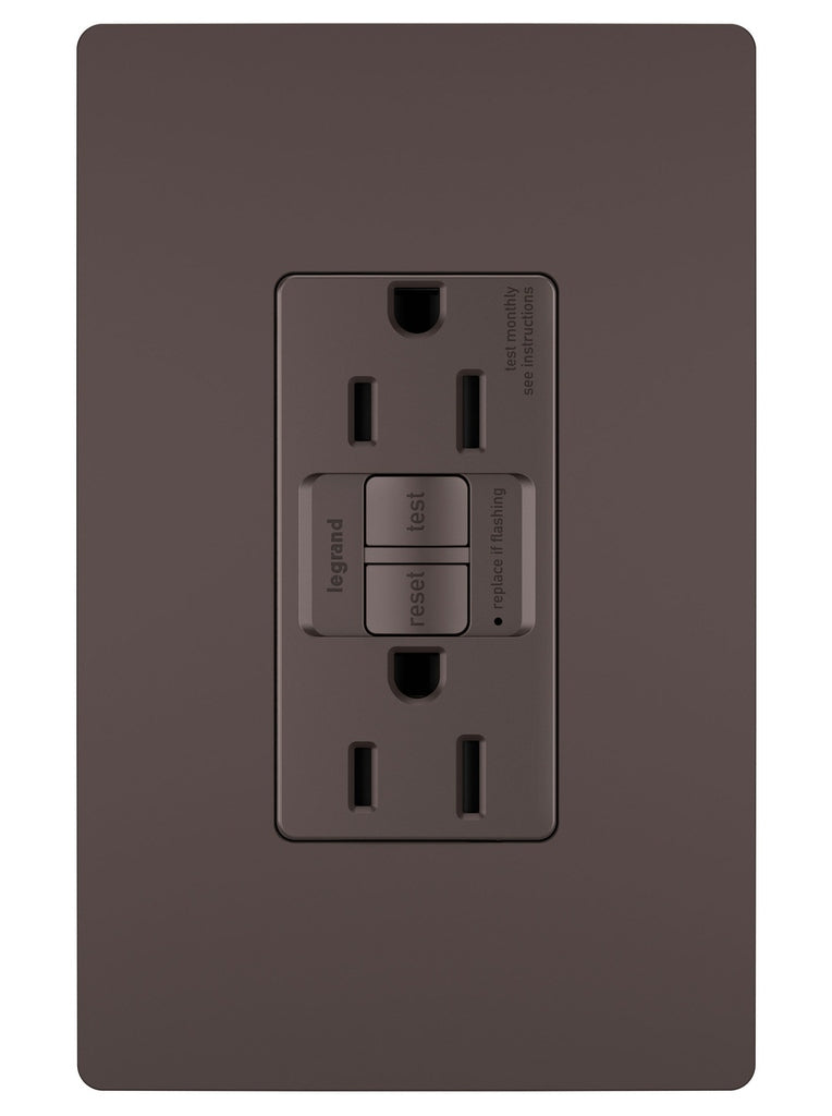 Legrand Canada - Tamper-Resistant 15A Duplex Self-Test GFCI Receptacles with SafeLock Protection - Dark Bronze- Union Lighting Luminaires Decor