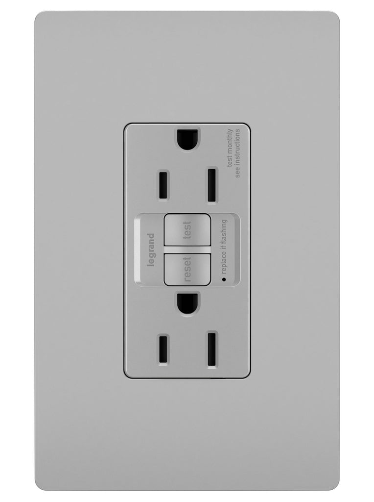 Legrand Canada - Tamper-Resistant 15A Duplex Self-Test GFCI Receptacles with SafeLock Protection - Gray- Union Lighting Luminaires Decor