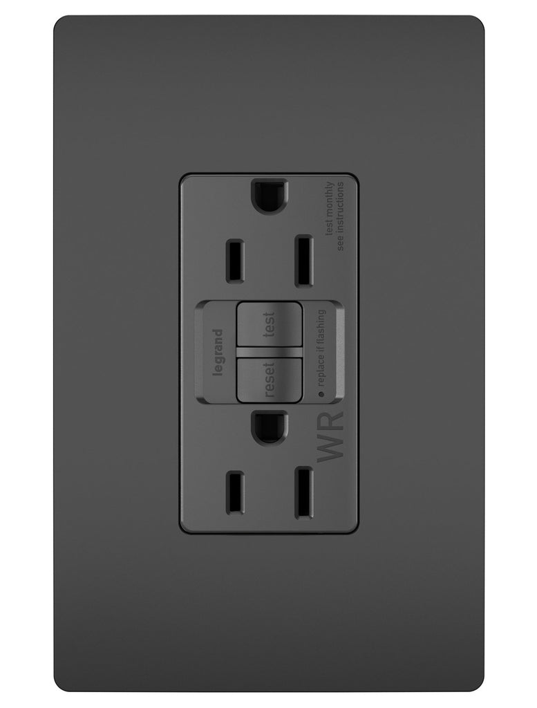 Legrand Canada - Tamper-Resistant Weather-Resistant 15A Duplex Self-Test GFCI Receptacles with SafeLock Protection - Black- Union Lighting Luminaires Decor