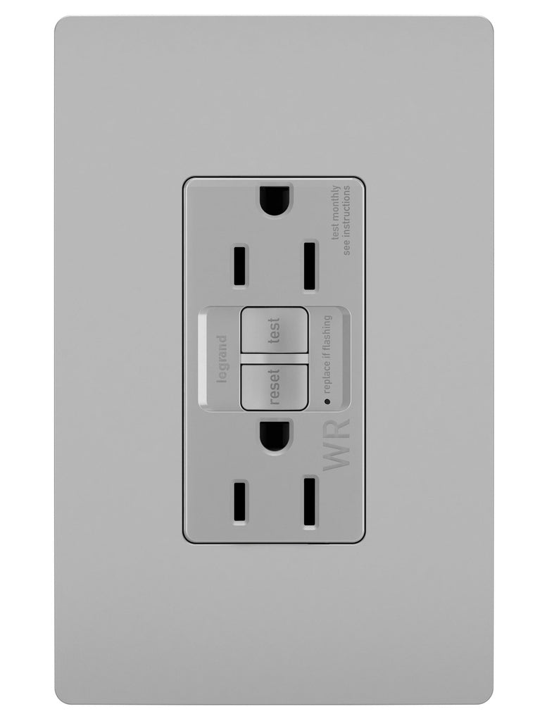 Legrand Canada - Tamper-Resistant Weather-Resistant 15A Duplex Self-Test GFCI Receptacles with SafeLock Protection - Gray- Union Lighting Luminaires Decor