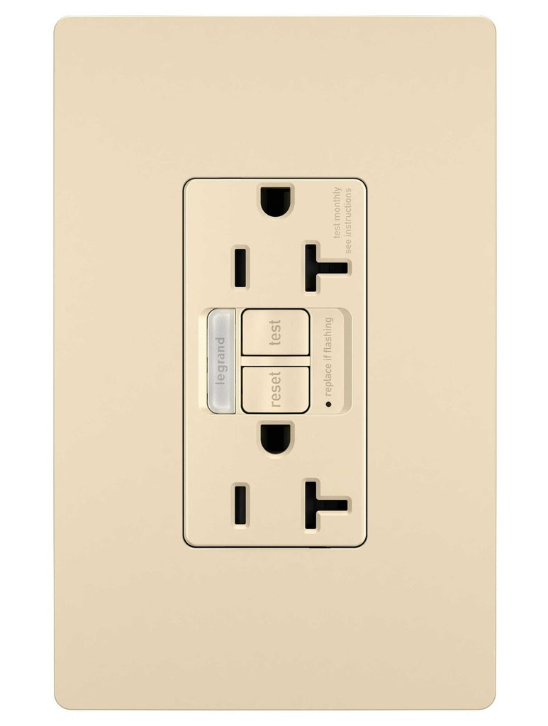 Legrand Canada - Tamper-Resistant 20A Duplex Self-Test GFCI Receptacles with SafeLock Protection and Night Light - Ivory- Union Lighting Luminaires Decor
