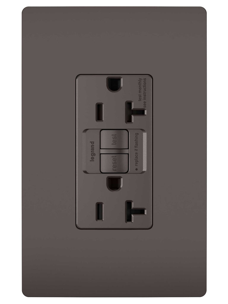 Legrand Canada - Tamper-Resistant 20A Duplex Self-Test GFCI Receptacle with SafeLock Protection - Brown- Union Lighting Luminaires Decor