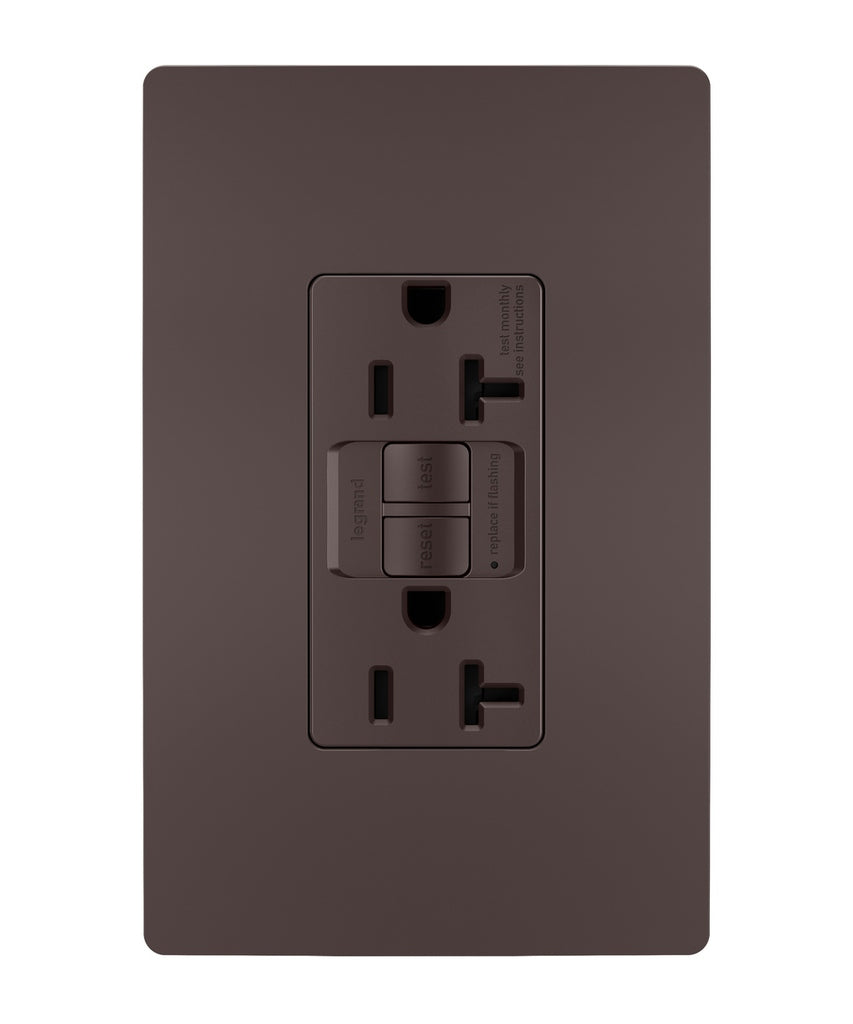 Legrand Canada - Tamper-Resistant 20A Duplex Self-Test GFCI Receptacle with SafeLock Protection - Dark Bronze- Union Lighting Luminaires Decor