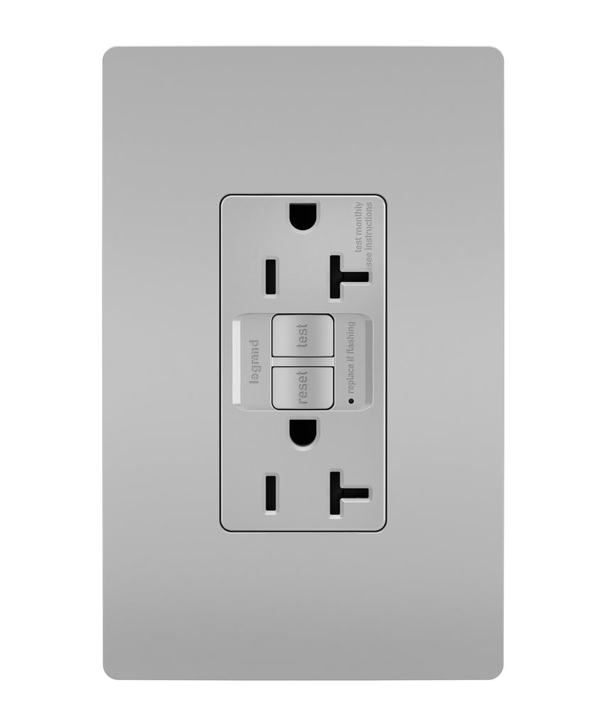 Legrand Canada - Tamper-Resistant 20A Duplex Self-Test GFCI Receptacle with SafeLock Protection - Gray- Union Lighting Luminaires Decor