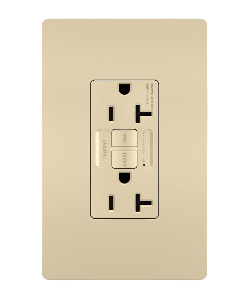 Legrand Canada - Tamper-Resistant 20A Duplex Self-Test GFCI Receptacle with SafeLock Protection - Ivory- Union Lighting Luminaires Decor