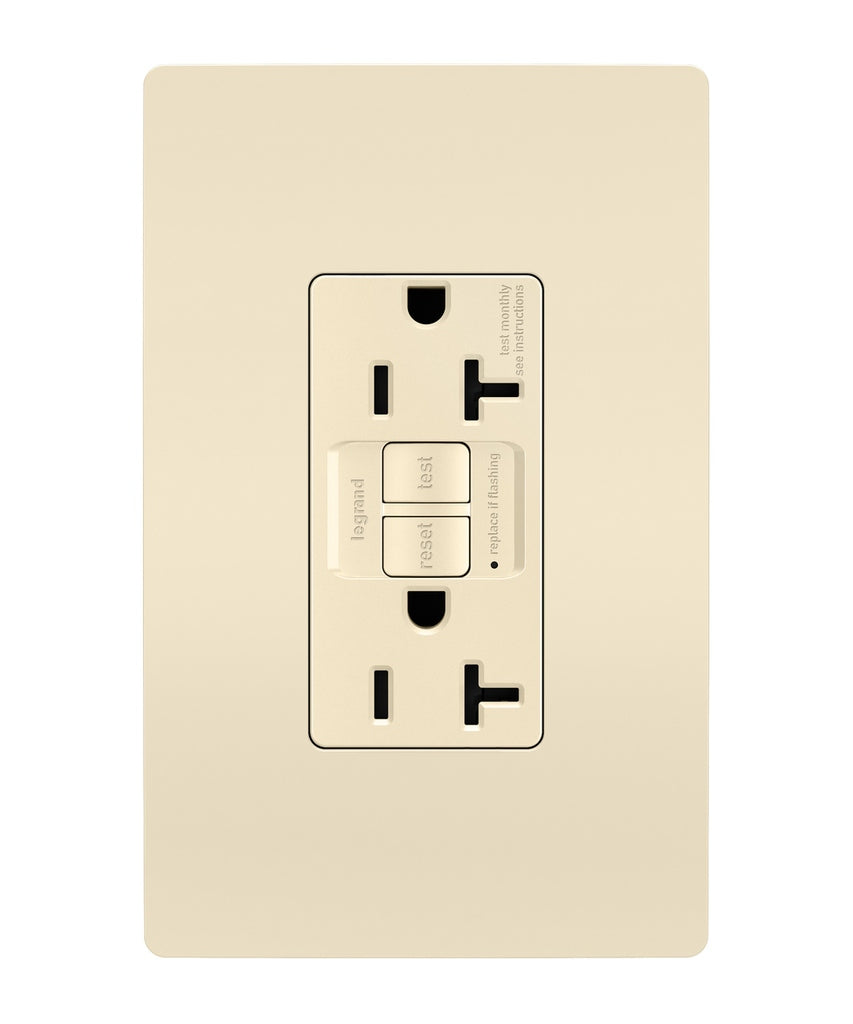 Legrand Canada - Tamper-Resistant 20A Duplex Self-Test GFCI Receptacle with SafeLock Protection - Light Almond- Union Lighting Luminaires Decor