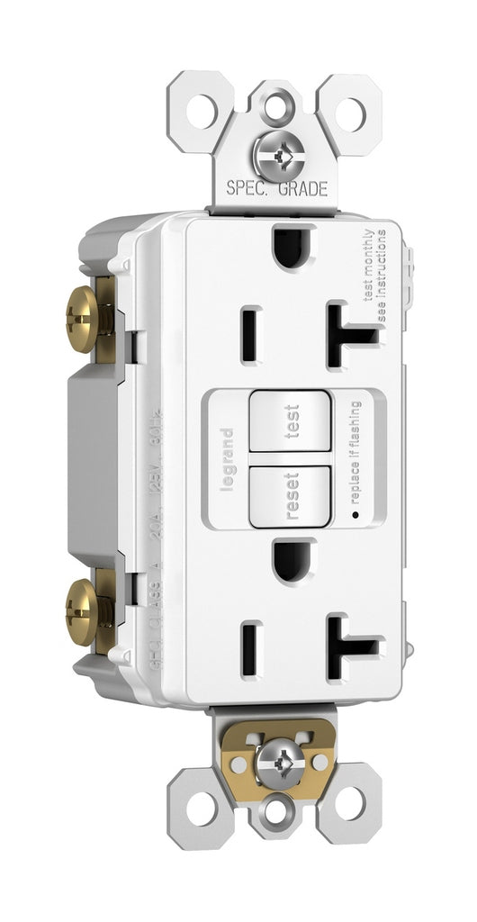 Legrand Canada - Tamper-Resistant 20A Duplex Self-Test GFCI Receptacle with SafeLock Protection - White- Union Lighting Luminaires Decor