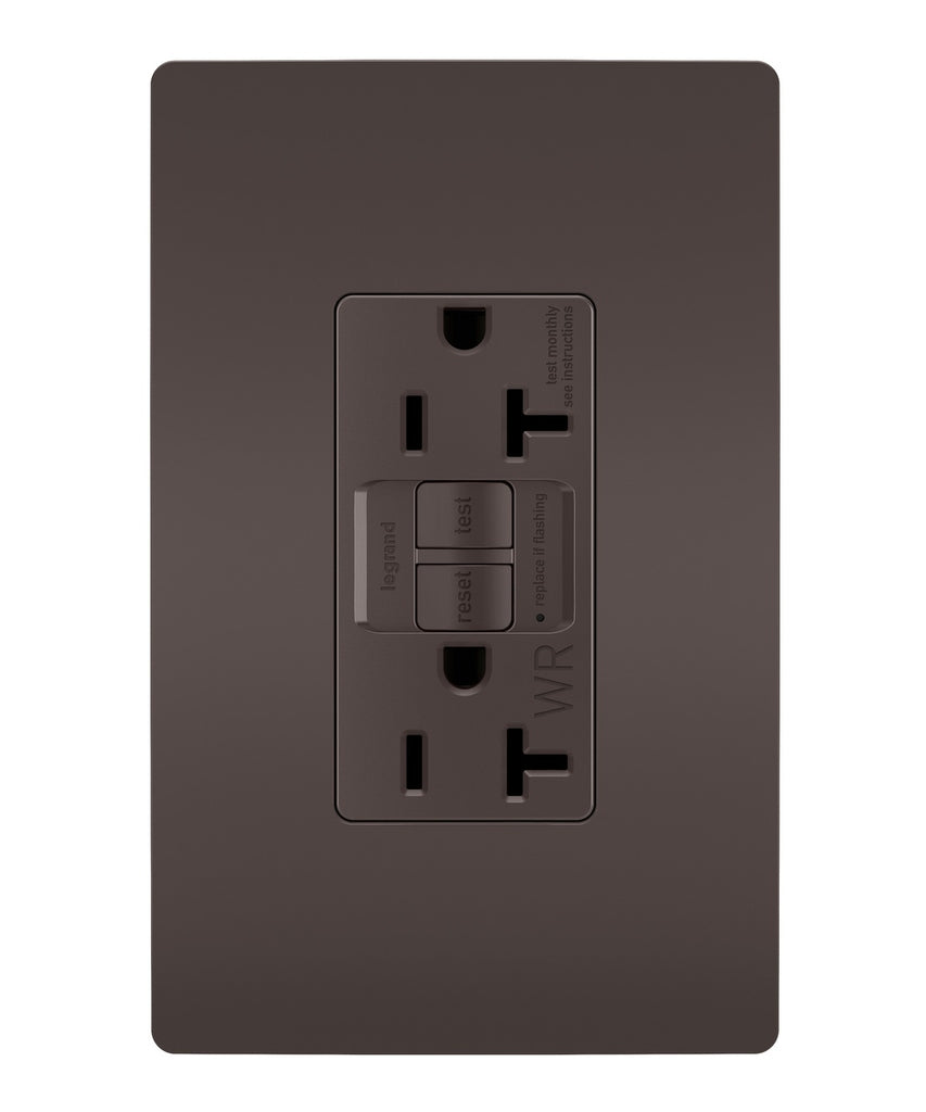 Legrand Canada - Tamper-Resistant Weather-Resistant 20A Duplex Self-Test GFCI Receptacles with SafeLock Protection - Brown- Union Lighting Luminaires Decor
