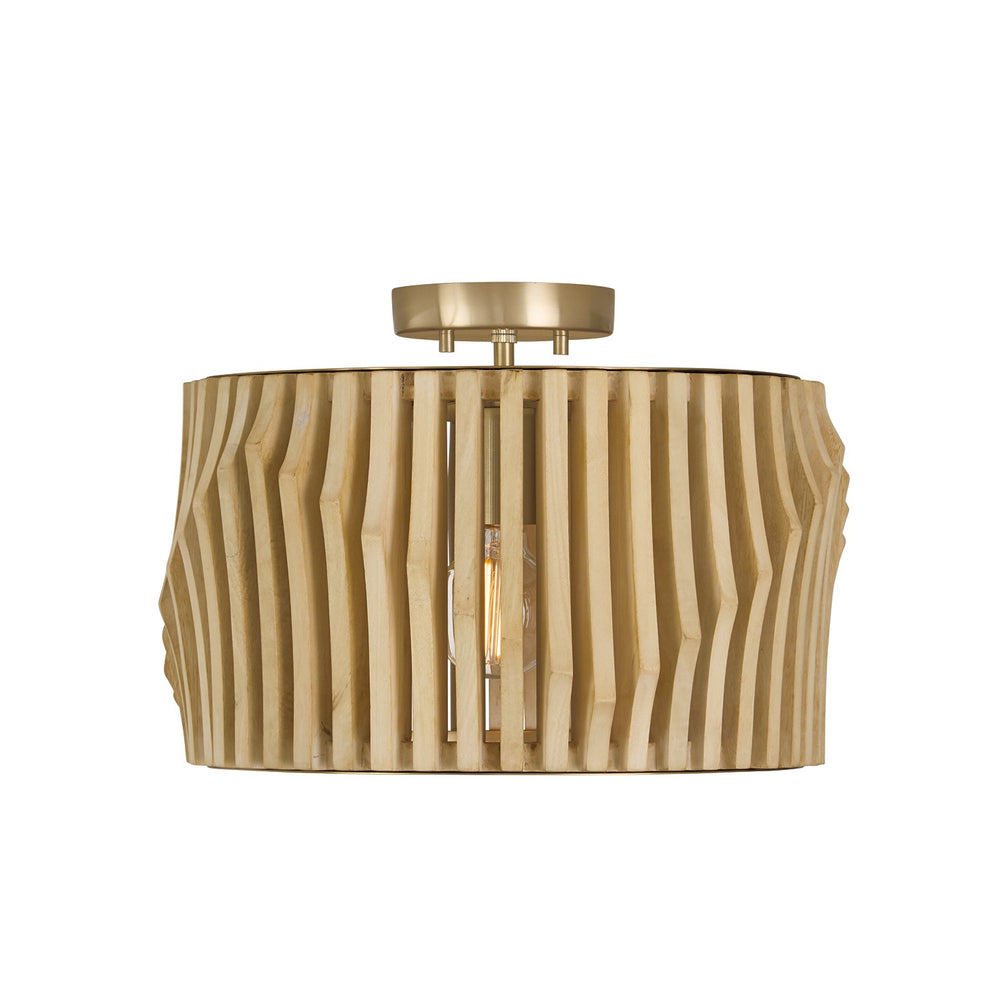 Capital Lighting - One Light Semi Flush Mount - Archer - Blonde Wood and Matte Brass- Union Lighting Luminaires Decor