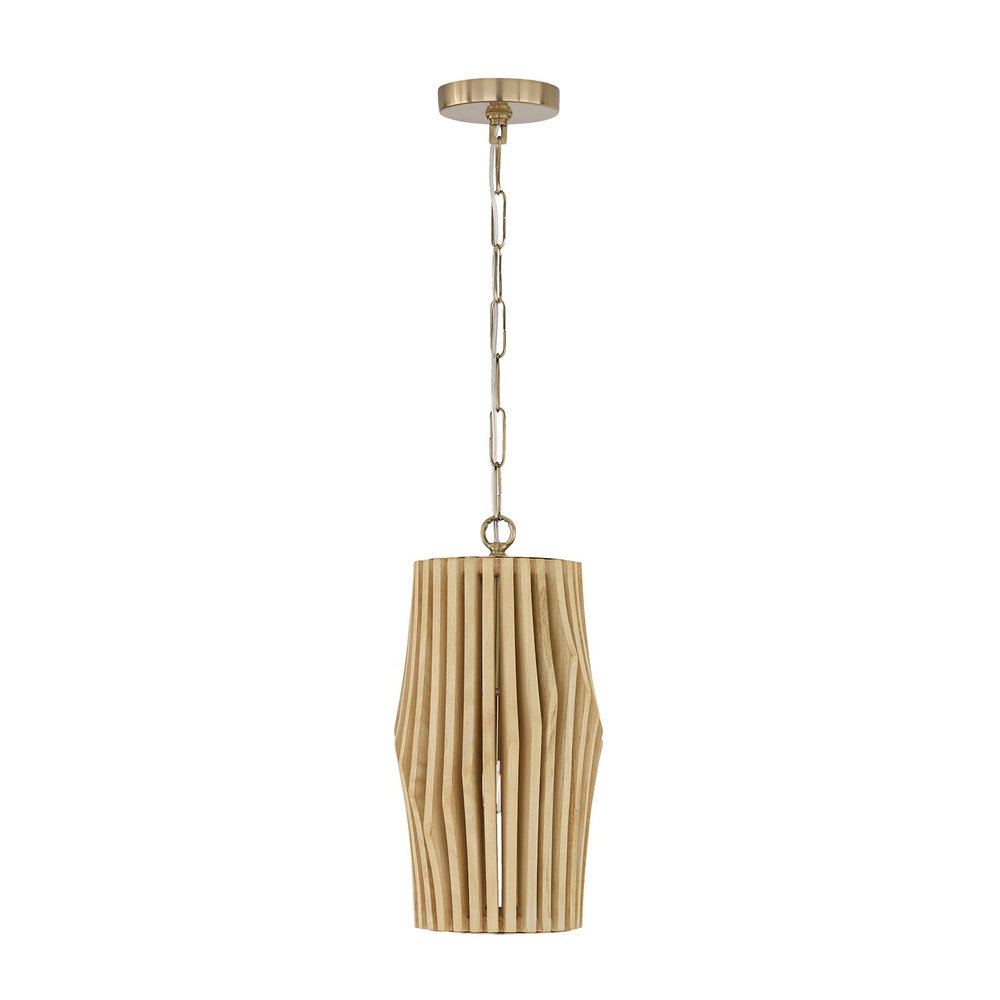 Capital Lighting - One Light Pendant - Archer - Blonde Wood and Matte Brass- Union Lighting Luminaires Decor