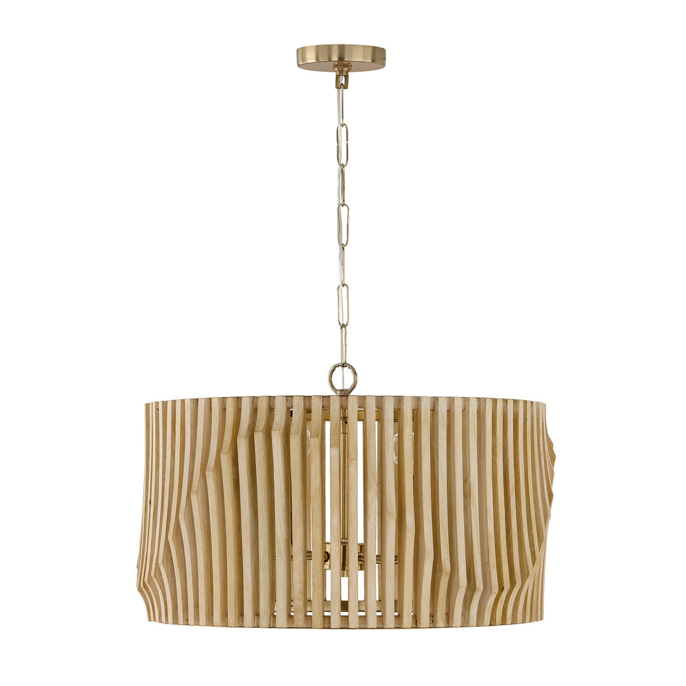Capital Lighting - Four Light Pendant - Archer - Blonde Wood and Matte Brass- Union Lighting Luminaires Decor