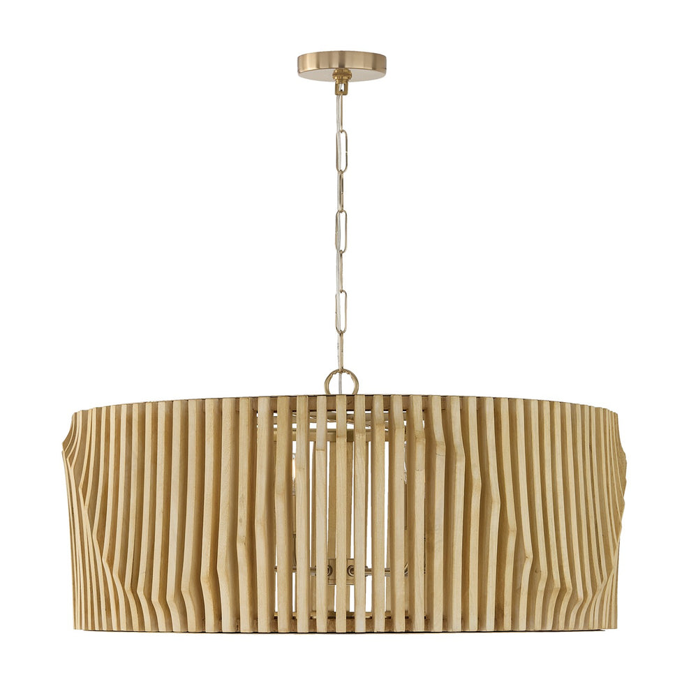 Capital Lighting - Six Light Pendant - Archer - Blonde Wood and Matte Brass- Union Lighting Luminaires Decor