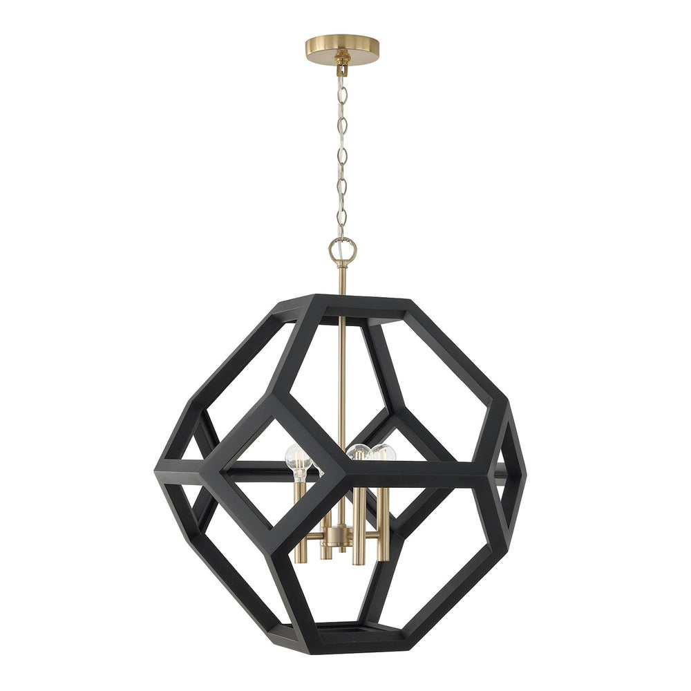 Capital Lighting - Four Light Pendant - Geo - Flat Black and Matte Brass- Union Lighting Luminaires Decor