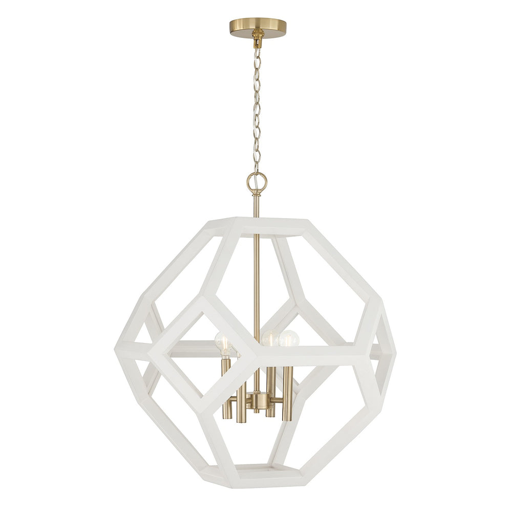 Capital Lighting - Four Light Pendant - Geo - Flat White and Matte Brass- Union Lighting Luminaires Decor