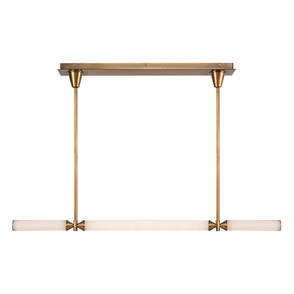 Alora Canada - LED Linear Pendant - Edwin - Vintage Brass/Frosted Ribbed Glass- Union Lighting Luminaires Decor
