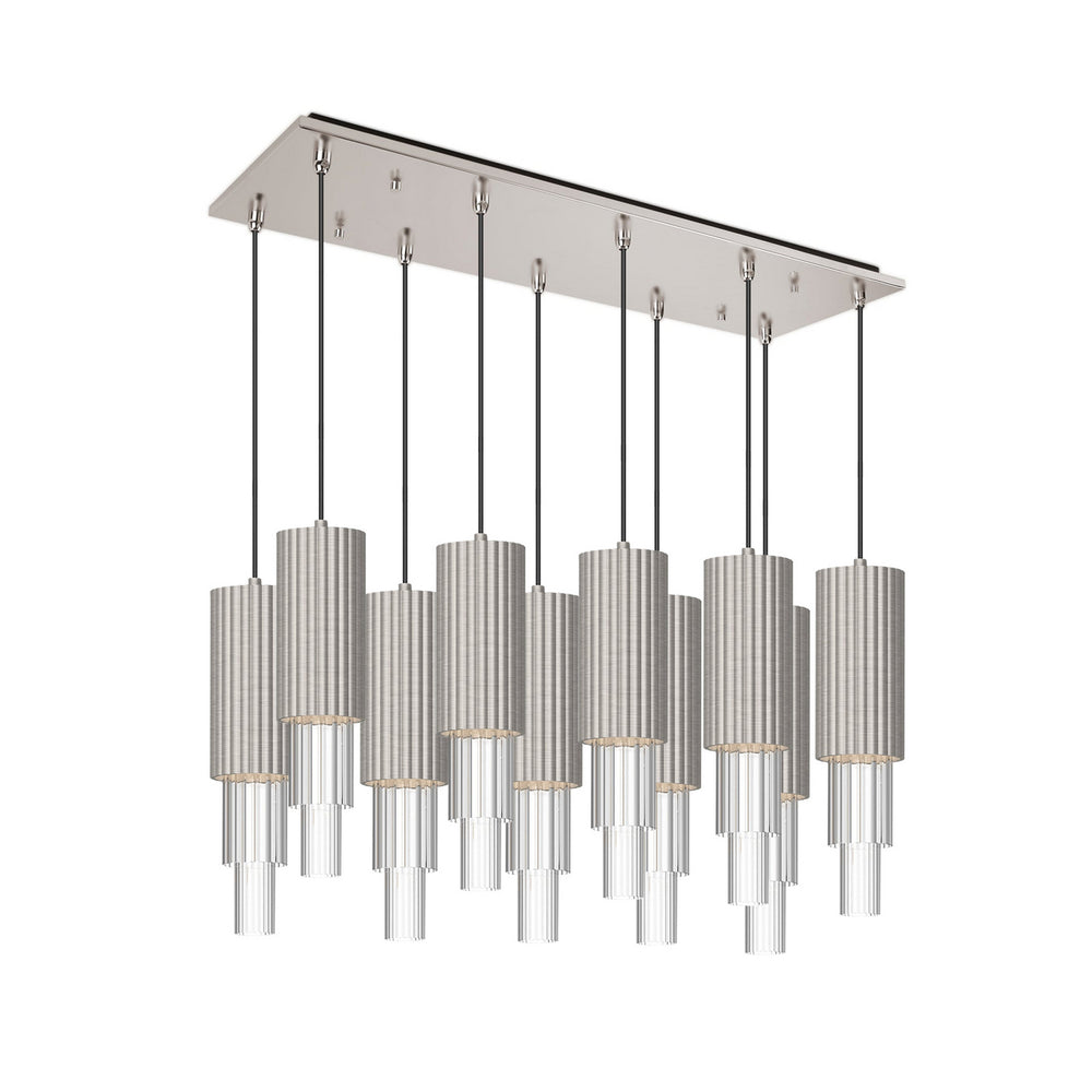 Alora Canada - LED Pendant - Bordeaux - Brushed Nickel/Clear Ribbed Glass- Union Lighting Luminaires Decor